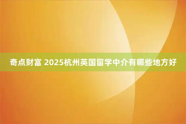 奇点财富 2025杭州英国留学中介有哪些地方好